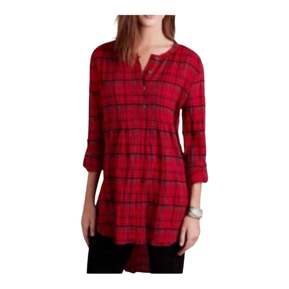 Anthropologie Holding Horses Half Penny Plaid Camping Cabincore Tunic